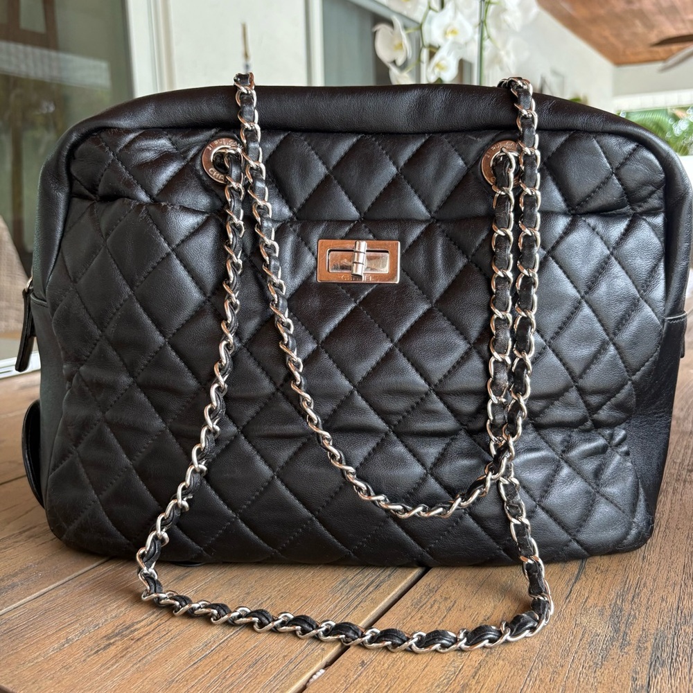 AUTHENTIC Chanel Black Jumbo XL Coco Rain Bag in BLACK - *very rare*